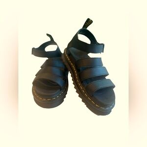 Dr Martens Black Blaire Chunky Gladiator Sandals Ankle Strap Platform Sz 9 Vegan